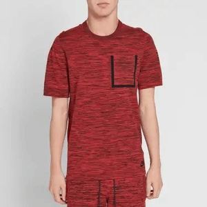 NEW Mens S NIKE Tech Knit Chest Pocket T-Shirt University 729397-671 Red Black